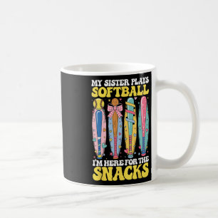Mug Sœur de softball ici pour les snacks cheer mignon