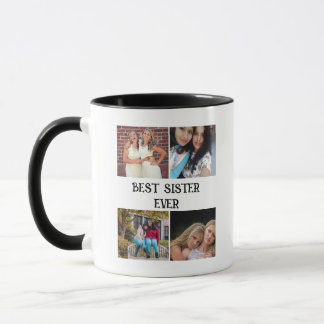 MUG SOEUR ÉLÉGANTE PERSONNALISÉE 4 PHOTOS COLLAGE