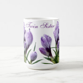 Mug Soeur jumelle branchée Gemini violet crocus floral