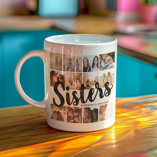 Mug SOEURS, Collage de photos et noms de frères (Créateur téléchargé)