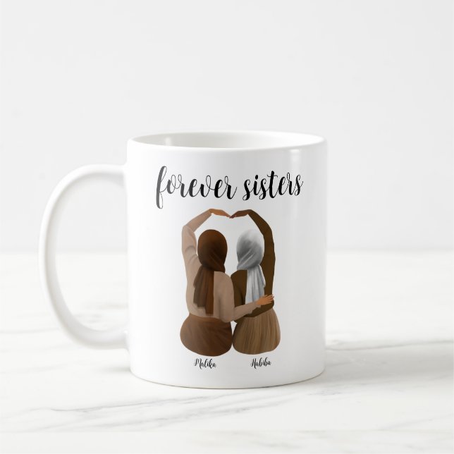 Mug Soeurs Forever Cadeau Hijabi personnalisé (Gauche)