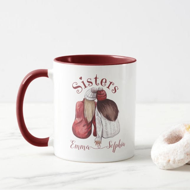 Mug Soeurs mignonnes frères jumeaux (Avec donut)