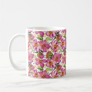 Mug Sofie Blooms-Aquarelle Rose Floral, Vert, Orange