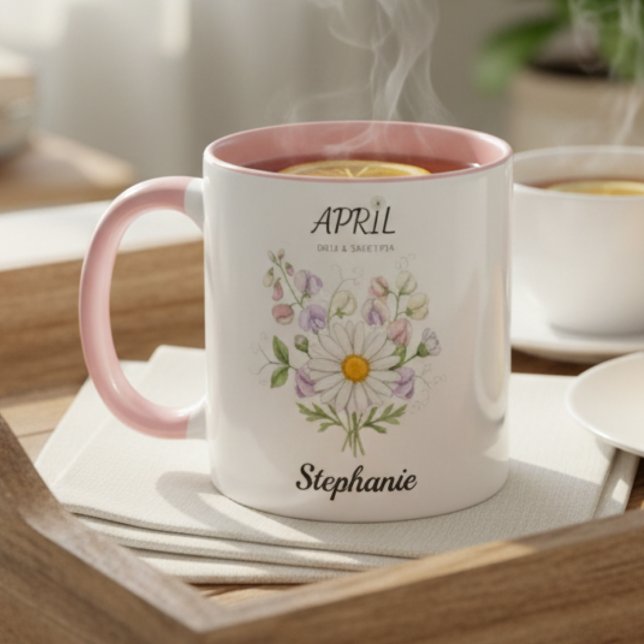 Mug Soft Daisy Birth Flower – Personalized April Gift (Soft Daisy Birth Flower – Personalized April Gift)