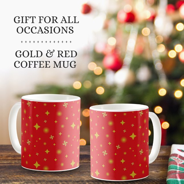 Mug Soft Glow Golden Stars & Floral Petals Pattern (Créateur téléchargé)