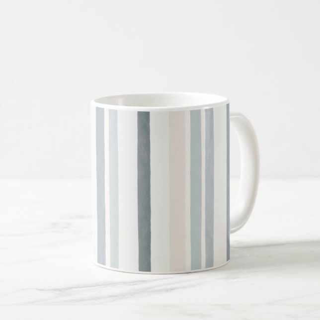 Mug Soft Watercolour Vertical Stripe Pattern in Blue  (Devant droit)