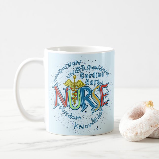 Mug Soins cardiaques Infirmière Motto (Avec donut)
