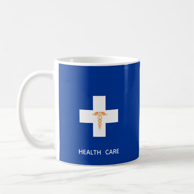Mug Soins de santé Croix blanche, Golden Caduceus en b (Gauche)