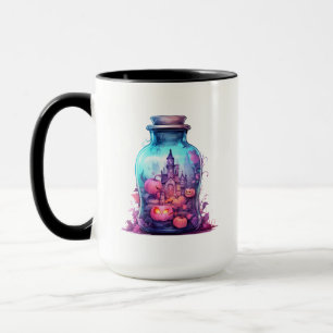 Mug Soirée d'Halloween pastel bleu et rose pastel