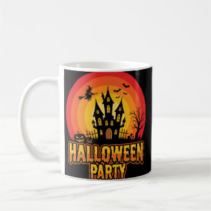 Mug Soirée Halloween Château Hanté Vecteur Rétro