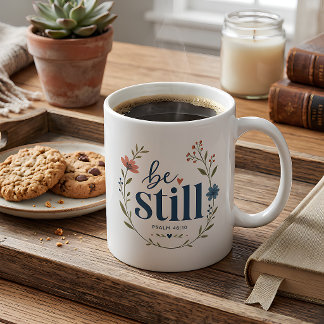 Mug Sois calme Psaume 46:10 Floral