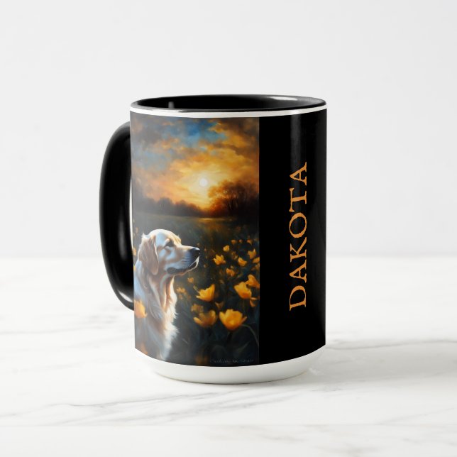 Mug Solaire Eclipse Golden Retriever Ajouter un nom (Devant gauche)