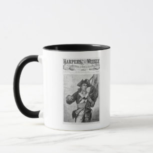 Mug Soldat continental tenant un drapeau de mousquet