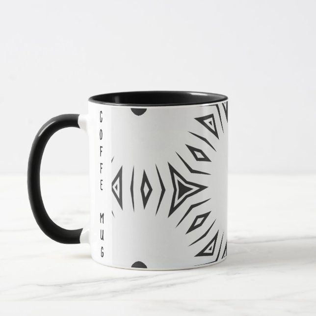 Mug Soleil pointé noir et blanc Personnalisé Abstrait (Gauche)