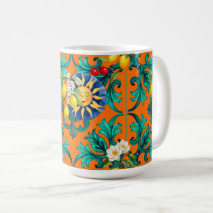 Mug soleil sicilien, été, citron, mosaïque, bleu,