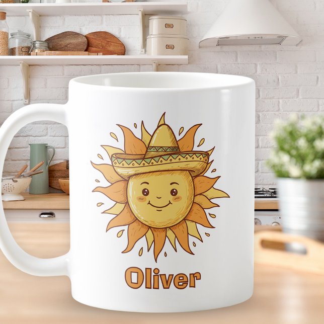 Mug Soleil souriant avec Sombrero - Doodle soleil de l (Créateur téléchargé)