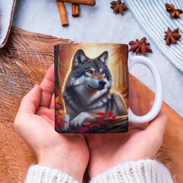 Mug Solitude du loup au milieu de la nature (Créateur téléchargé)