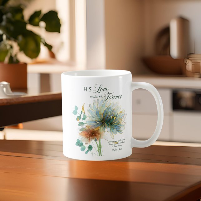 Mug Son Amour Endure Pour Toujours Psaume 136 Verse Éc (Créateur téléchargé)