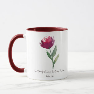 Mug Son amour inébranlable Aquarelle rose rouge  
