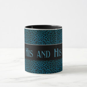 Mug Son et son bleu Cheetah Print et noir