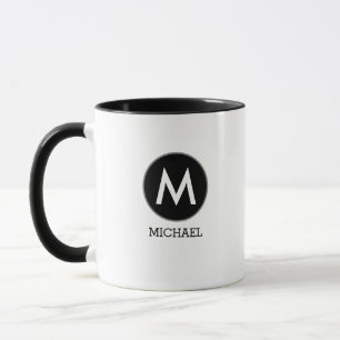 Mug Son nom Monogram Black White