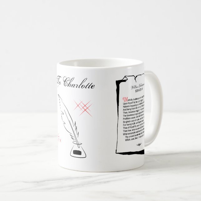 Mug Sonnet Shakespeare 4 (Devant droit)