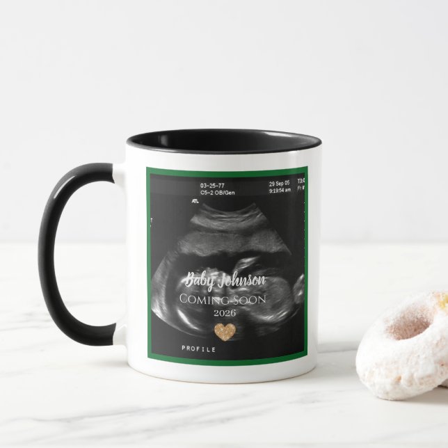 Mug Sonogramme bébé bientôt Faire-part pour grand-père (Avec donut)