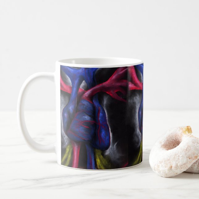Mug Sons D'Un Coeur Bleu Anatomique Science Art (Avec donut)