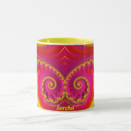 Mug SORCHA ~ HOT CRAZY 3D Fractal ~ Rose Rouge Jaune