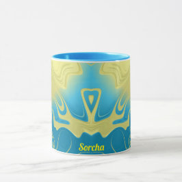 Mug SORCHA ~ Zany 3D Fractal ~ Bleu Jaune 3D