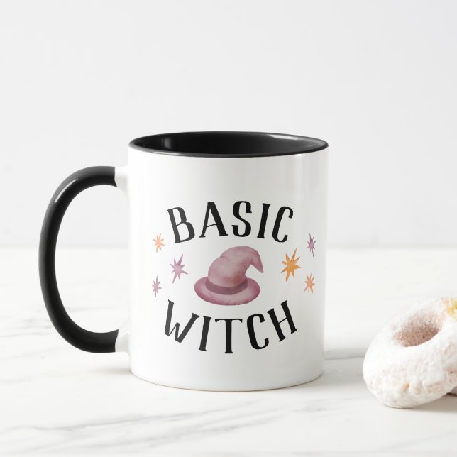 Mug Sorcière basique avec étoiles Moderne Funny Hallow (Avec donut)