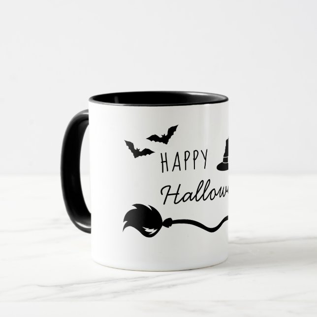 Mug Sorcière Casquette Et Broom Avec Araignée Et Bats  (Devant gauche)