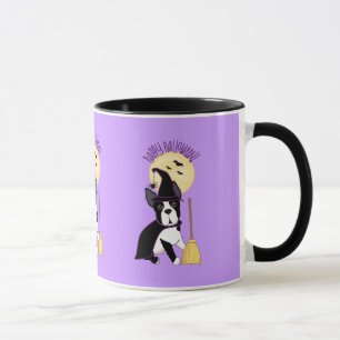 Mug Sorcière heureuse de Halloween Boston Terrier