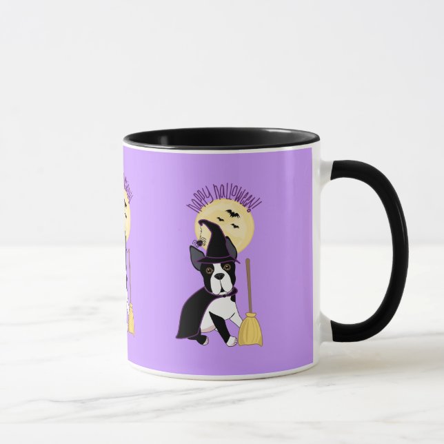 Mug Sorcière heureuse de Halloween Boston Terrier (Droite)