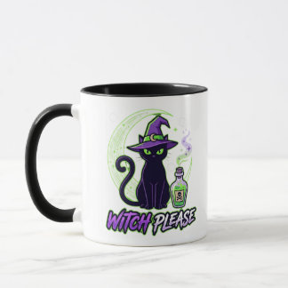 Mug Sorcière s'il vous plaît Chat Noir Halloween Vibes