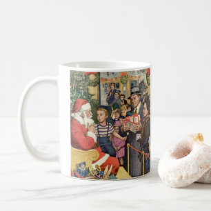 Mug Souhait de Noël Vintage, Garçon sur Santa Claus La