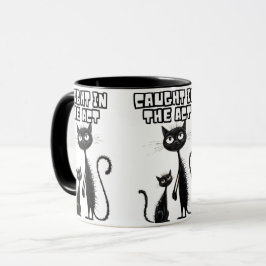 Mug Sourires sournois : Kitten noir avec un compagnon 