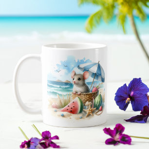 Mug Souris d'été aquarelle sur la plage
