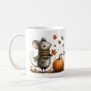 Mug Souris mignonne avec Citrouille et Feuille automne