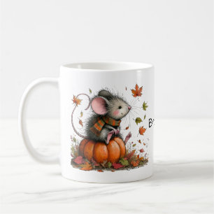 Mug Souris mignonne sur un Citrouille Automne esthétiq