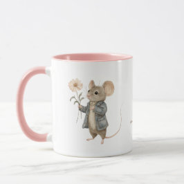 Mug Souris peinte à la main avec pouponnière à fleurs