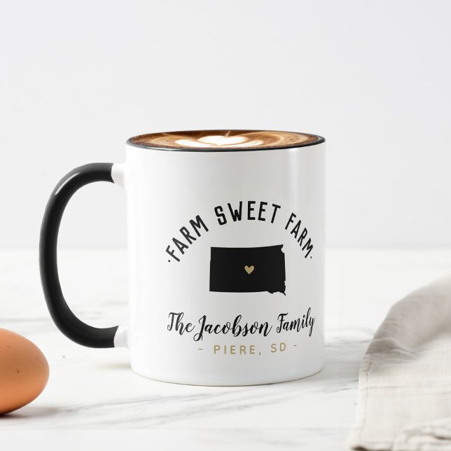 Mug South Dakota Farm Sweet Farm Famille Monogramme Mu (Créateur téléchargé)