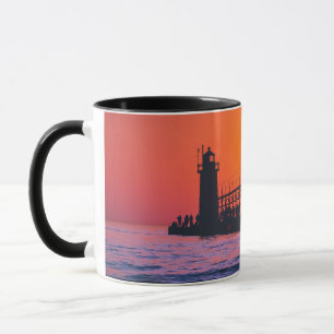 Mug South Haven Michigan Lighthouse au coucher du sole