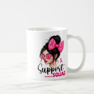 Mug Soutien Squad Messy Bun Girl Pink Breast Cancer Wa