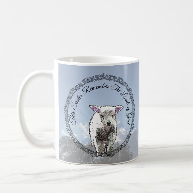 Mug Souvenez-vous de l'agneau de Dieu Art numérique de (Gauche)
