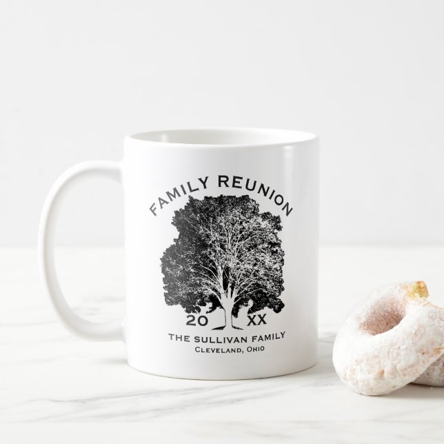 Mug Souvenir de la Réunion de famille d'arbre (Avec donut)