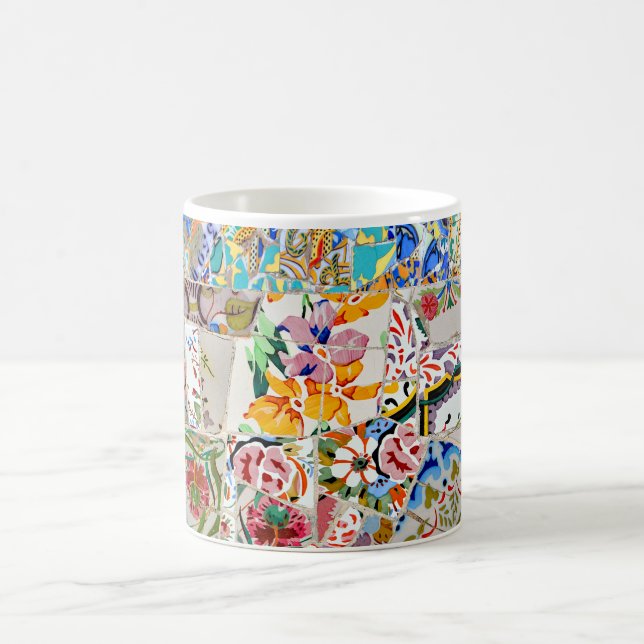 Mug Souvenirs. Parc Güell. Grande mosaïque. Partie 1. (Centre)