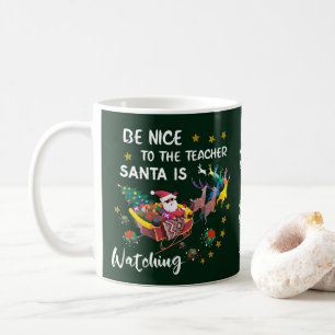 Mug Soyez Gentil À L'Enseignant Père Noël Regarder Per