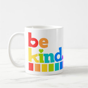Mug Soyez gentil arc-en-ciel texte slogan coeur