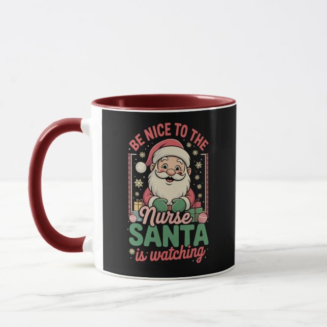 Mug Soyez Gentil Avec L'Infirmière Père Noël Regarde N (Gauche)